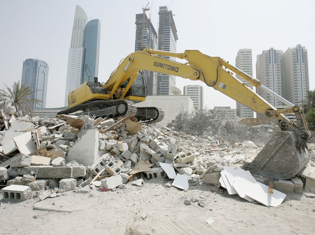 demolition site with heavy equipment